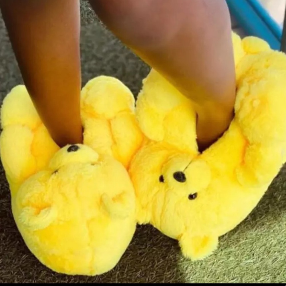 Yellow Teddy bear slippers